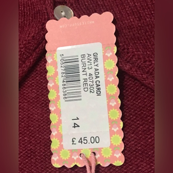 NWT White Stuff Burnt Red V-Neck Long Sleeve Button Up Cardigan. Sz 14. - Picture 6 of 9